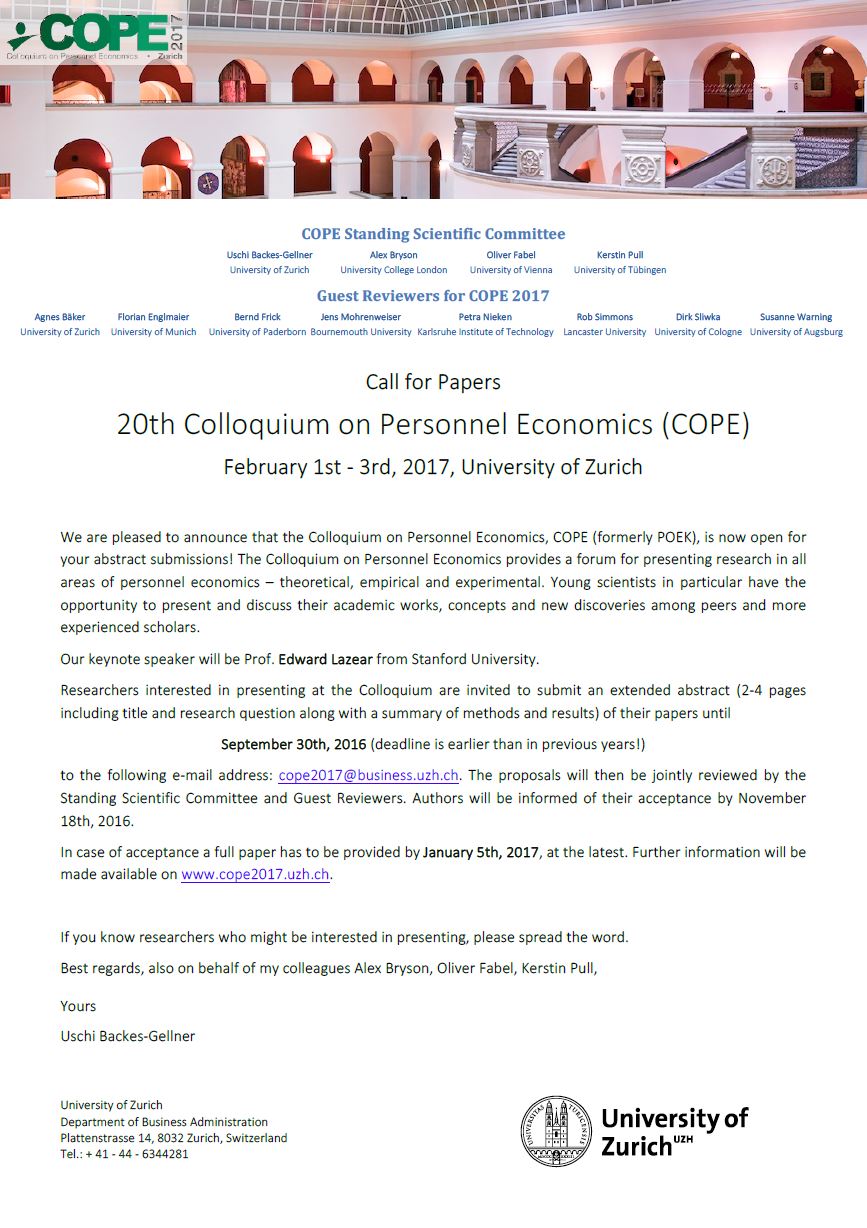 COPE Call for Papers 2017